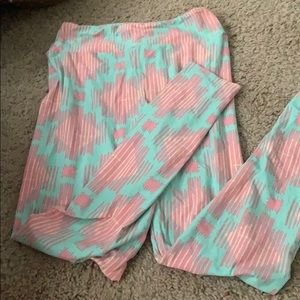 teal & pink design OS lularoe leggings